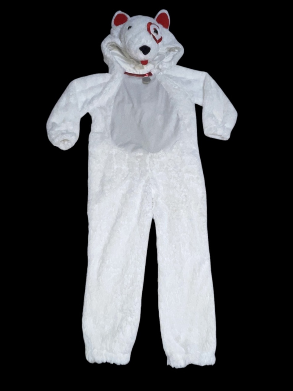 Target Bullseye Dog Costume Kids 4T-5T White Halloween Mascot Jumpsuit